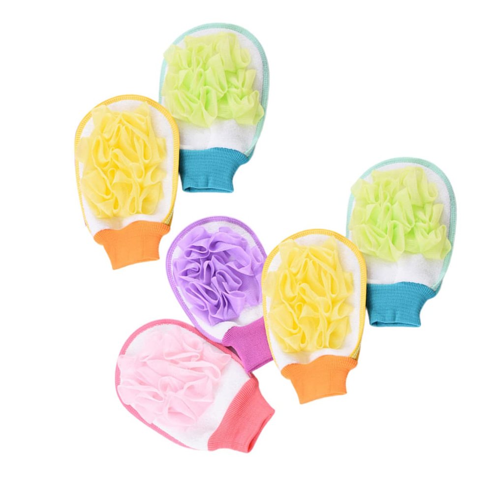 Baluue 6pcs Exfoliating Bath Gloves for Men Women Single Side Scrub Mitts for Dead Skin Removal Material for Easy Use Shower Bath Random Color