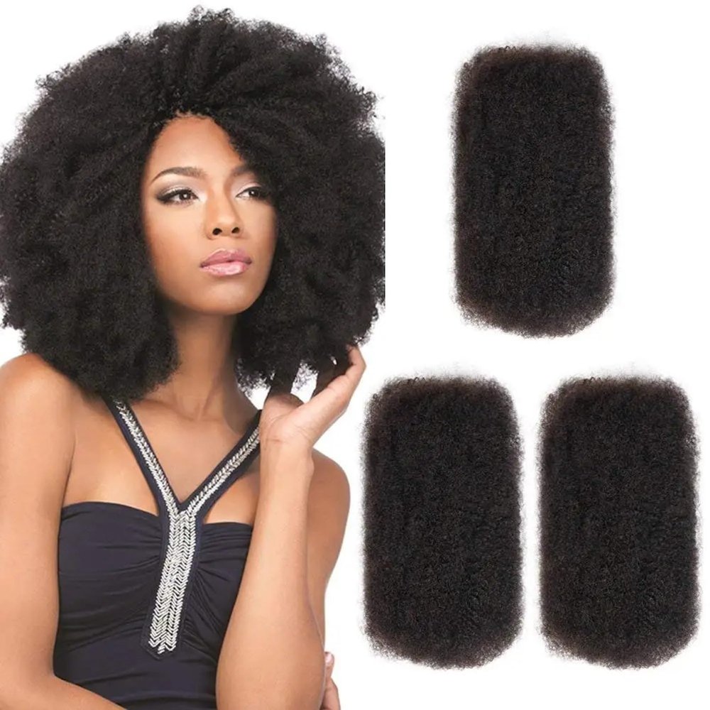 Human Braiding Hair Afro Kinky Curly Bulk Human Hair Extensions - Human Hair Bundles for Boho Braids, Dreadlock Extensions, Marley Twist Braiding Hair, Spring Twist, Cuban Twist, Kinky Curly