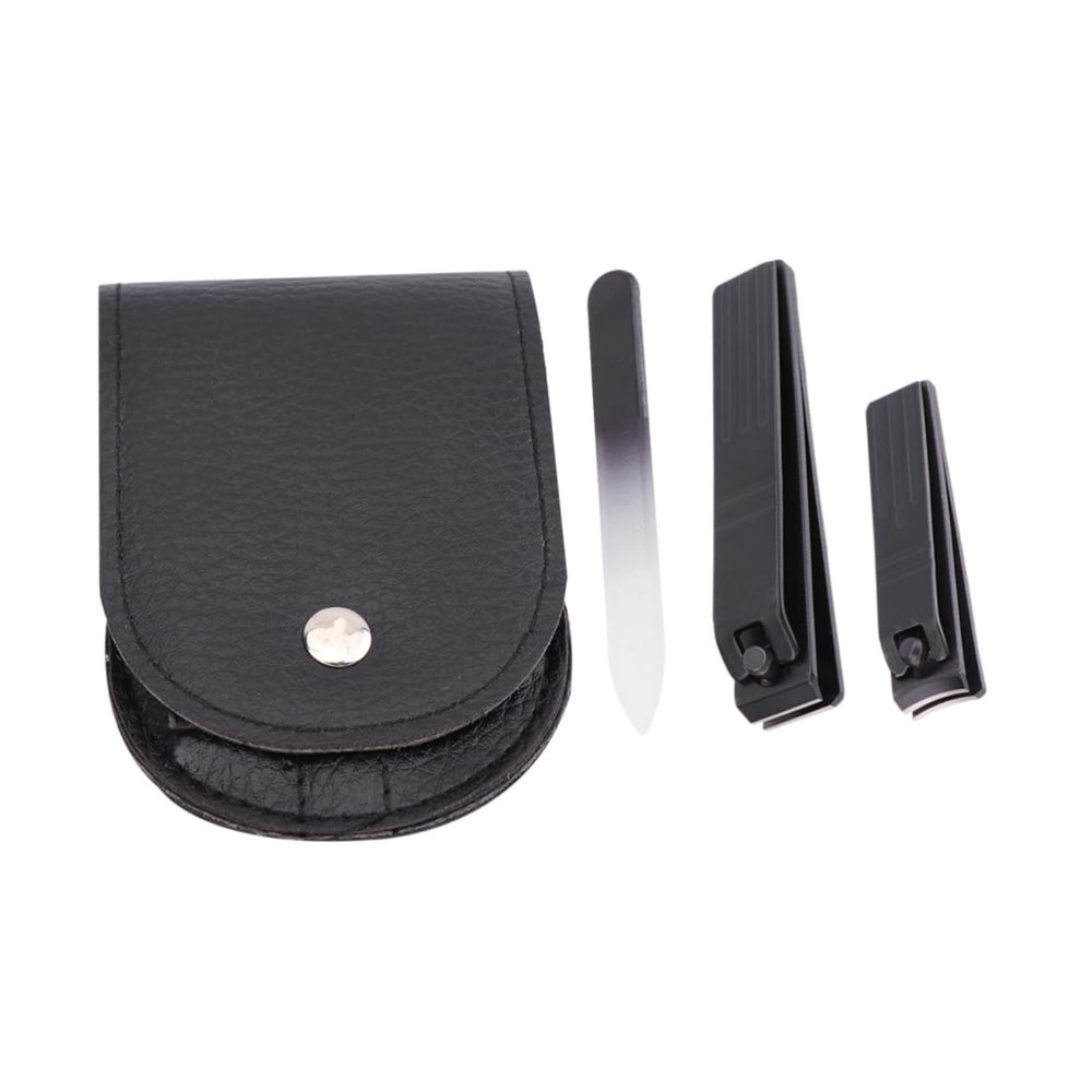 Beatifufu 3pcs Ergonomic Nail Clipper Set Black Nail Trimmer File for Manicure for Daily Use Friends Family