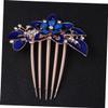 AUTSUPPL Delicate Flower Hair Comb with Rhinestones Elegant Dark Blue Wedding Headdress for Women Fashion Headwear Accessory for Special Events and Parties view 1