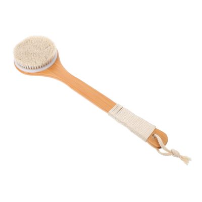Beatifufu Quality Bamboo Shower Brush Long Handle Back Scrubber Luffa Back Scrubber for Shower Cellulite Massager