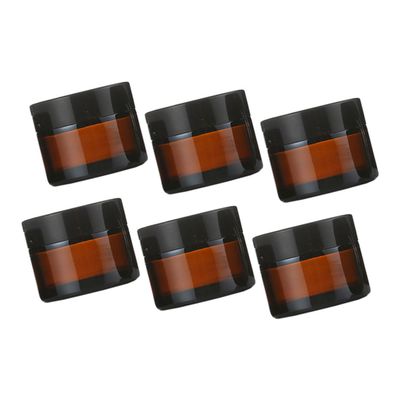 WOONEKY 6sets Glass Cream Bottles Multipurpose Sub Containers for Facial Cream Ointment and Makeup Jars Black Caps Compact and Portable for Travel Skincare