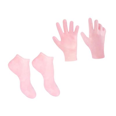 AUTSUPPL Moisturizing Foot Care Socks Gloves Set Exfoliating Hydrating Pink Color XL Socks Gloves for Dry Cracked