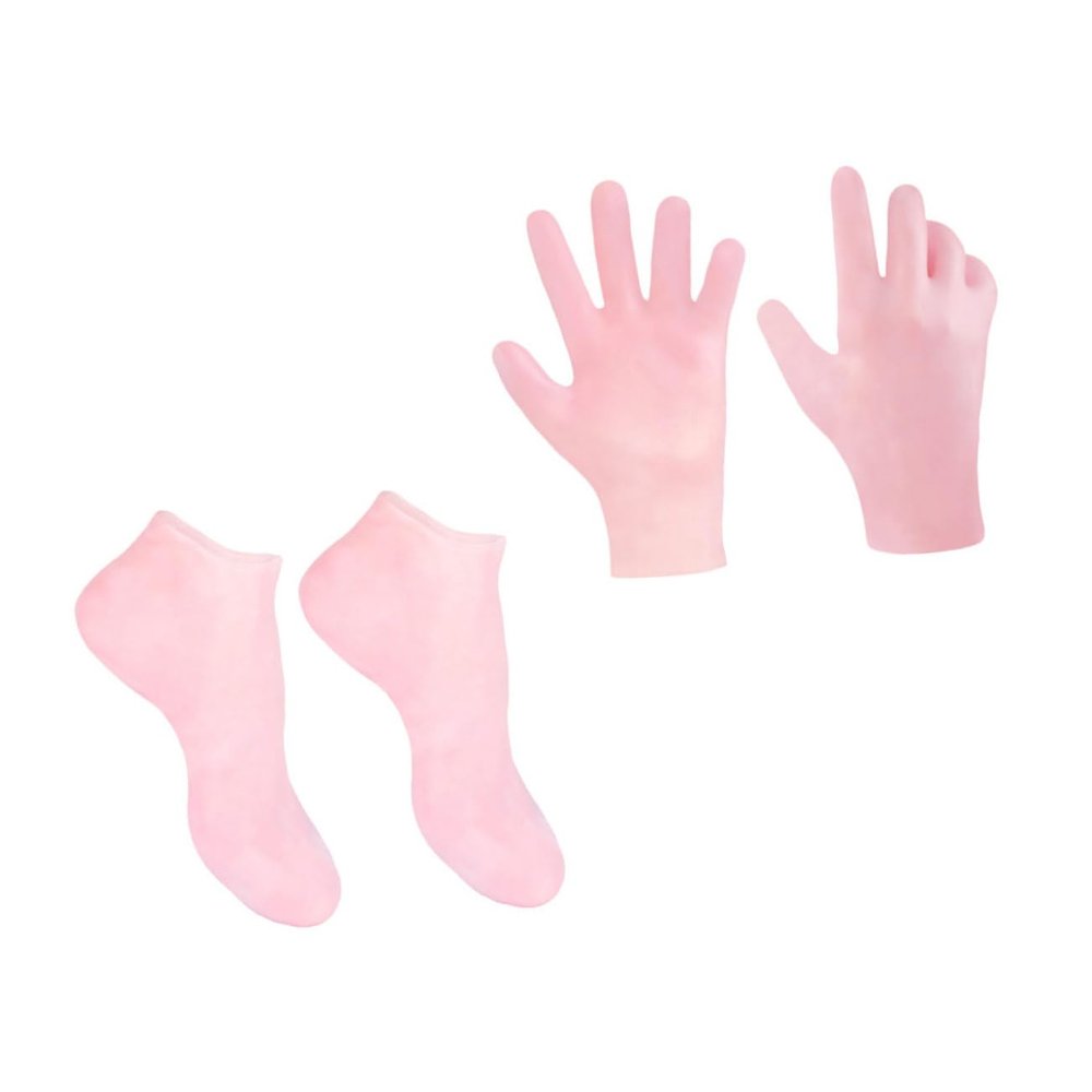 AUTSUPPL Moisturizing Foot Care Socks Gloves Set Exfoliating Hydrating Pink Color XL Socks Gloves for Dry Cracked