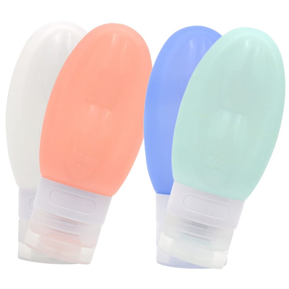 MUSISALY 4pcs Travel Bottles for Toiletries Reusable Containers for Shampoo Lotion and More Lightweight Squeezable Leak-resistant