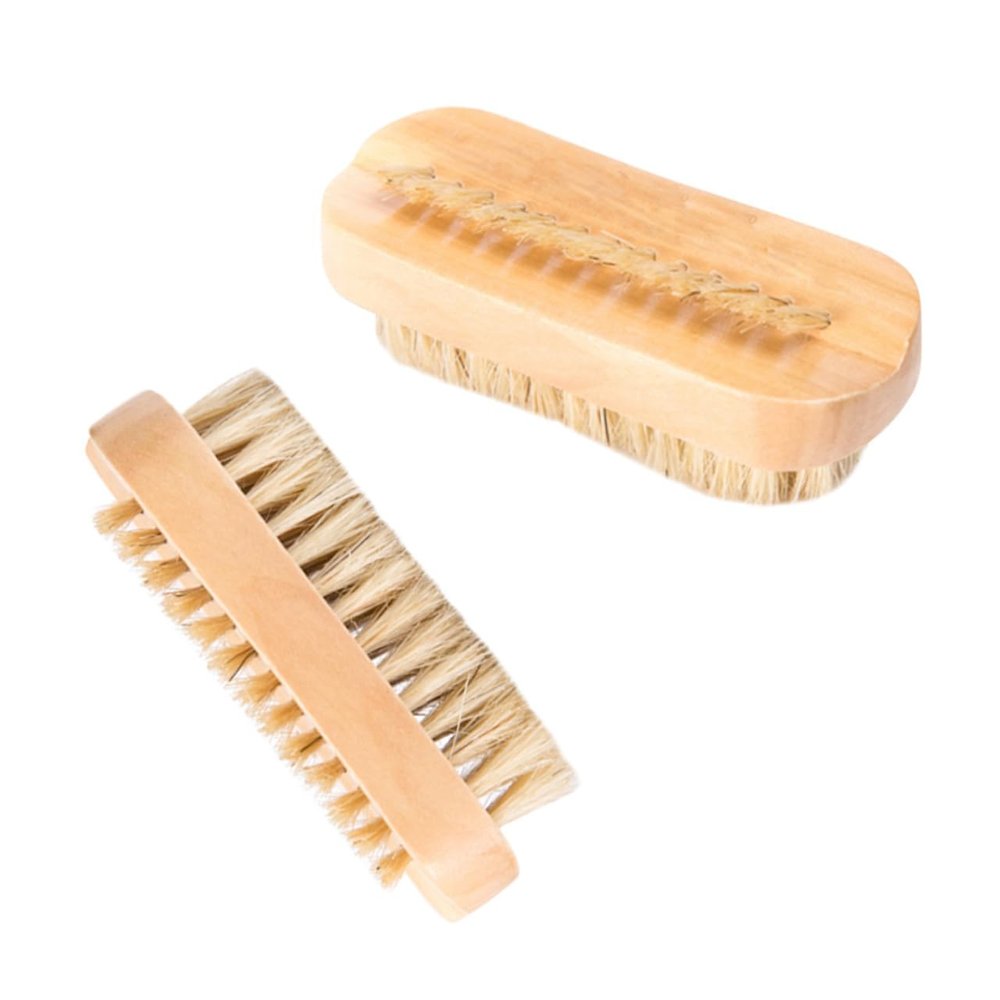 HAPINARY 5pcs Pig Mane Cleaning Brush for Hand Washing Nail Care and Household Cleaning Lotus Wood and Bristles for Dirt Removal