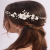 BERYUAN Wedding Pearls Flower Leaf Hair Side Comb White Flowers Pearls Bridal Headpiece Silver Wedding Hair Accoessires Flower Pearls Comb Earrings Set for Women Girls (silver) view 1