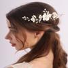 BERYUAN Wedding Pearls Flower Leaf Hair Side Comb White Flowers Pearls Bridal Headpiece Silver Wedding Hair Accoessires Flower Pearls Comb Earrings Set for Women Girls (silver) view 3