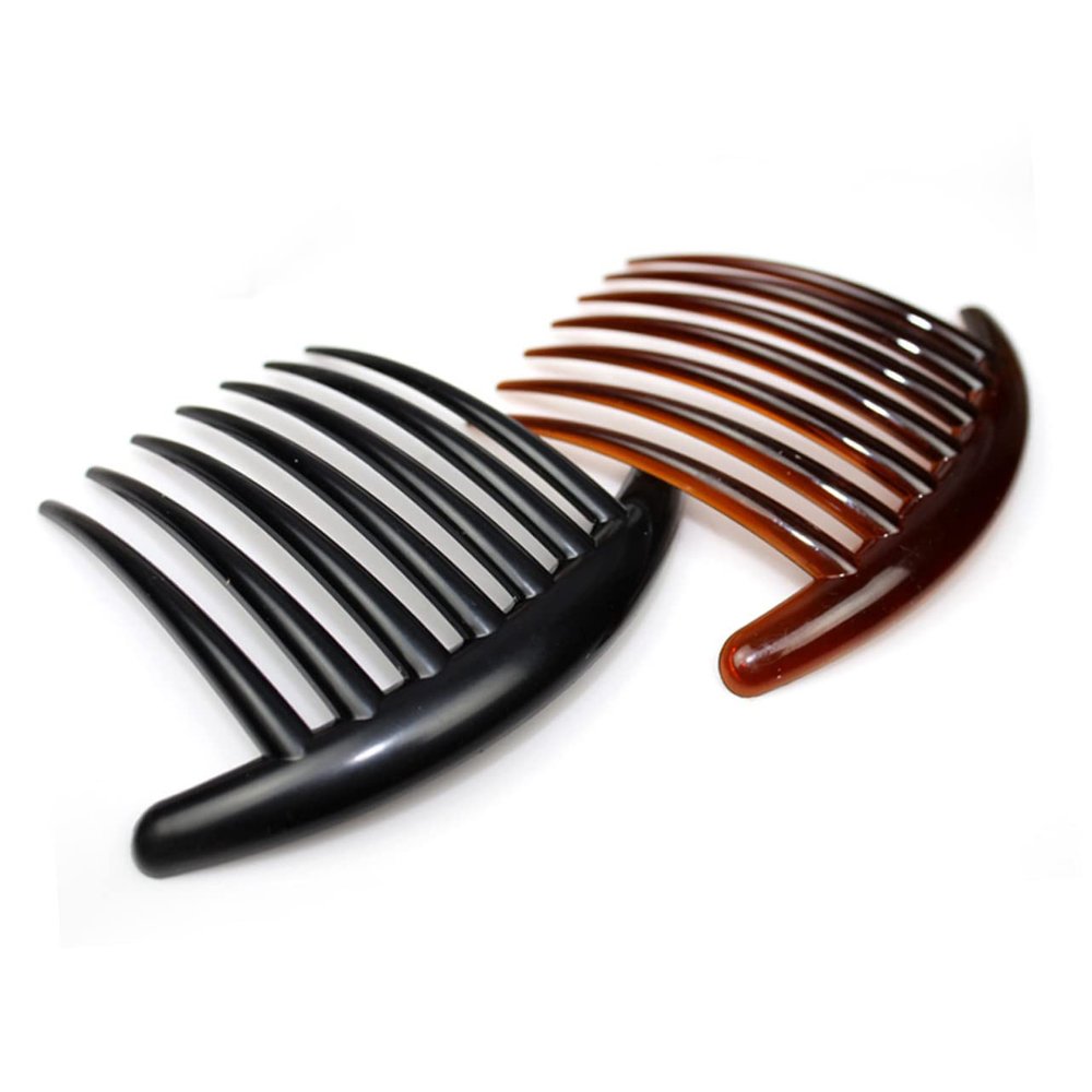 Baluue 10pcs Acrylic Shaped Hair Combs for Women Black Colors for Styling Updos Simple Elegant Hair Accessories