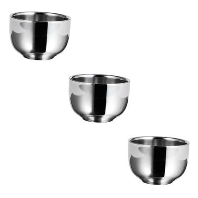 Gogogmee 3pcs Practical Shaving Bowl for Men Stainless Steel Beard Bubble Bowl Compact Travel