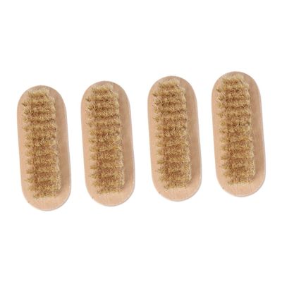 Gogogmee 4pcs Double-sided Boar Bristle Nail Brush Natural Wooden Fingernail Cleaner for Manicure and Pedicure Gentle Cleaning Brush for Home and Travel Use