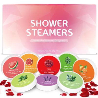 Aromatherapy Shower Steamers, 8 Pack Variety of Essential Scented Shower Bombs for Stress Relief and Relaxation, Christmas Gifts for Women