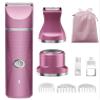 unibono 3-in-1 Electric Razor for Women - Waterproof Bikini Trimmer,Rechargeable Electric Shaver for Lady,Pubic Hair Trimmer Women,Personal Trimmer Groomer for Body Hair (Rose Red, RR-1) view 1