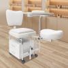 BAIODNB Manicure Pedicure Chair Nail Table, Rolling Salon Pedicure Station Unit Chair Adjustable Nail Desk Workstation, Professional Salon Trolley Beauty Spa Massage Stool with Drawers (White)