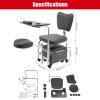 BAIODNB Manicure Pedicure Chair Nail Table, Rolling Salon Pedicure Station Unit Chair Adjustable Nail Desk Workstation, Professional Salon Trolley Beauty Spa Massage Stool with Drawers(Black) view 2