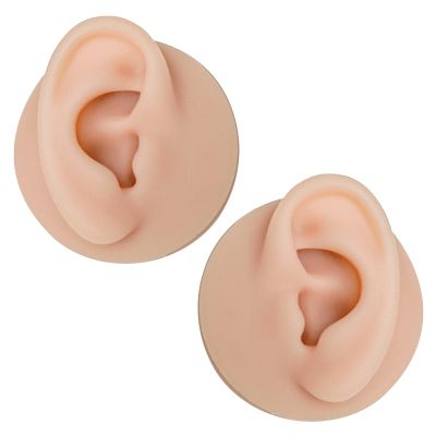 Vnmcry Silicone Ear Model Piercing Practice Fake Ear Flexible Realistic Artificial Ear Body Parts for Jewelry Display Acupuncture Mannequin Teaching Tool (1 Pair Ear)