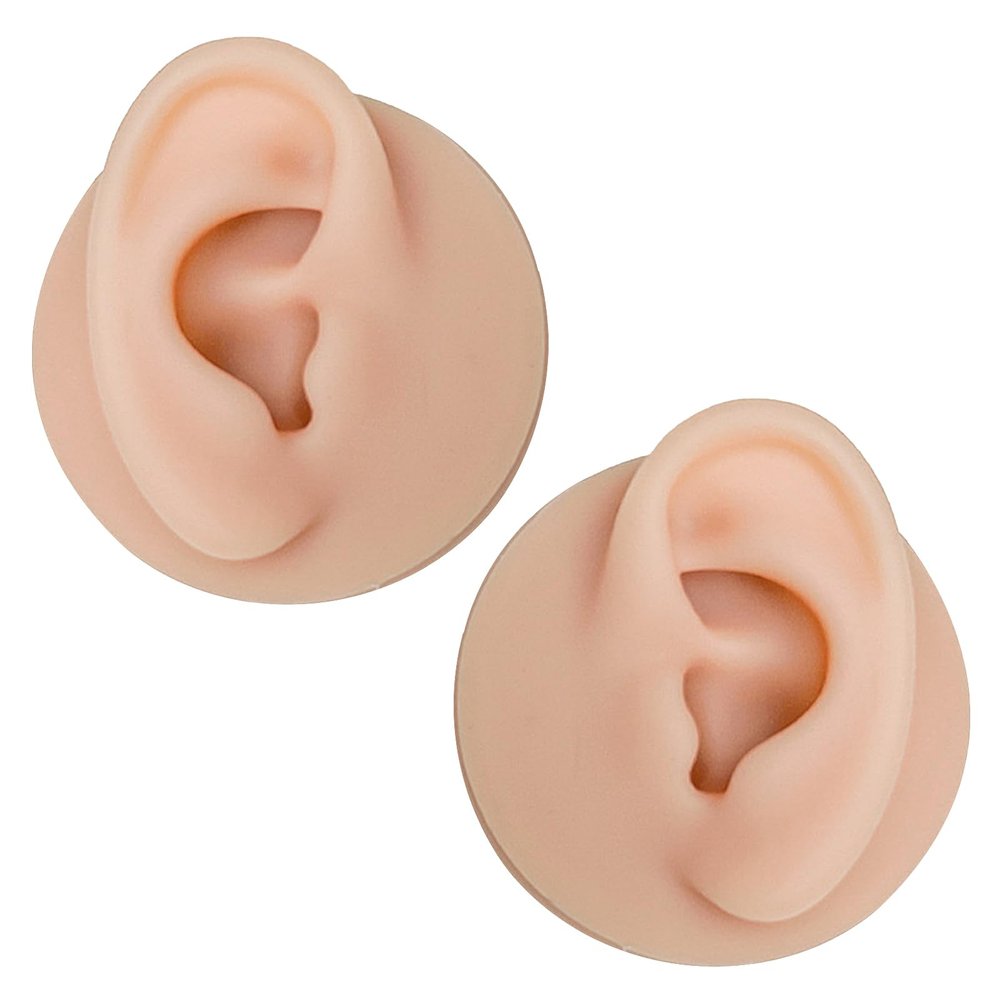 Vnmcry Silicone Ear Model Piercing Practice Fake Ear Flexible Realistic Artificial Ear Body Parts for Jewelry Display Acupuncture Mannequin Teaching Tool (1 Pair Ear)