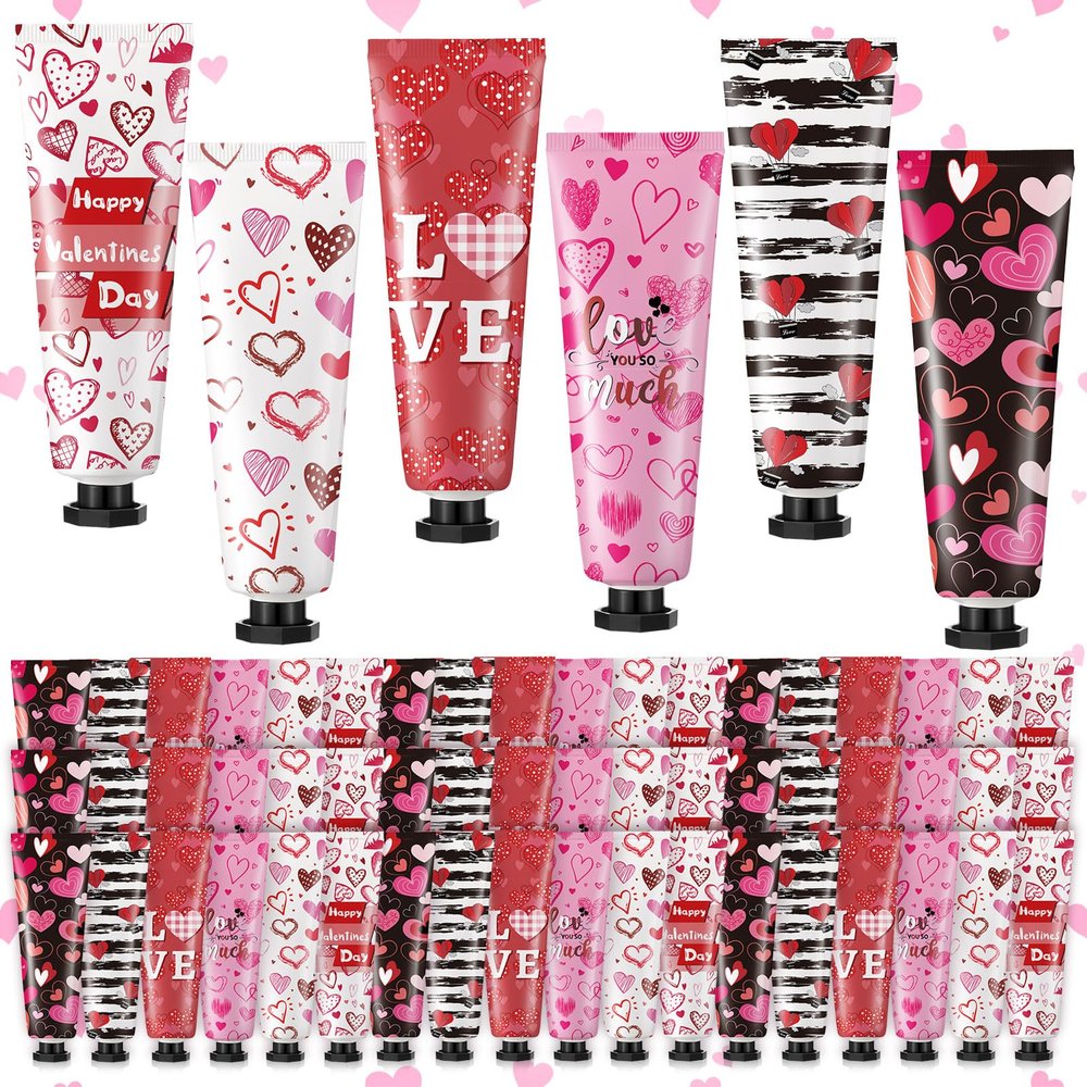 72 Pcs Valentine's Day Hand Cream Gift Bulk Valentine Gift Basket Stuffers Love Heart Moisturizing Galentine's Hand Lotion Bulk Small Dry Cracked Care Cream for Women Friends Seniors Clients, 30 ml