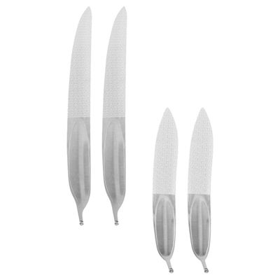 Beatifufu 4pcs Sturdy Stainless Steel Nail Files Double-Sided Boards for Fingernails Toenails and Artificial Nails