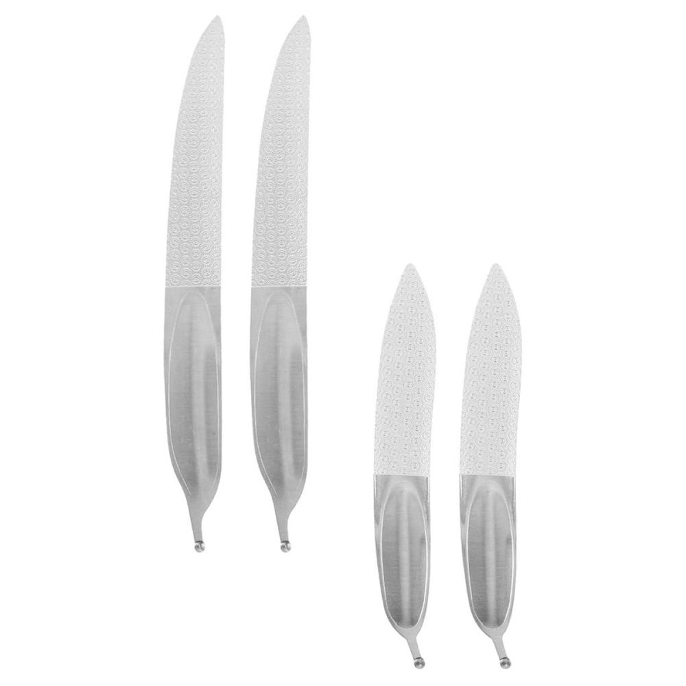 Beatifufu 4pcs Sturdy Stainless Steel Nail Files Double-Sided Boards for Fingernails Toenails and Artificial Nails