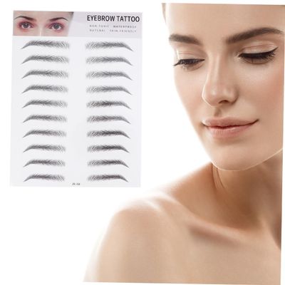 Baluue 2pcs Brow Stickers Eyebrow Transfer Stencils Black Eyebrow Tool Easy to Apply for Sparse Brows