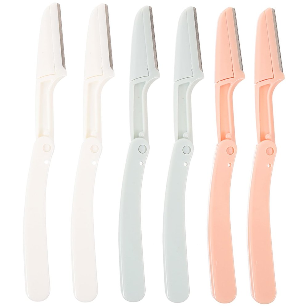 SOESFOUFU 6pcs Eyebrow Razor for Women Hair Removal Shaver Trimmer Face Razor Knife Self Care Kit Precision Trimming Lightweight Non-slip Grip Cover Random Color