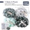 MTDLYICE Loofah Sponge, XXL Large Loofah 100g 4 Pack, Bath Sponge Soft Mesh Shower Loofah for Men, Body Scrub, Shower Pouf Bath Accessories, for Body Wash, Soap (Blue Gray) view 3