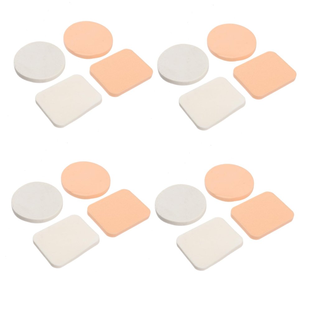 Baluue 20pcs Dual Makeup Sponge for Foundation Blusher Powder Application Versatile Wet Dry Facial Sponges Soft Skin-friendly Random Styles
