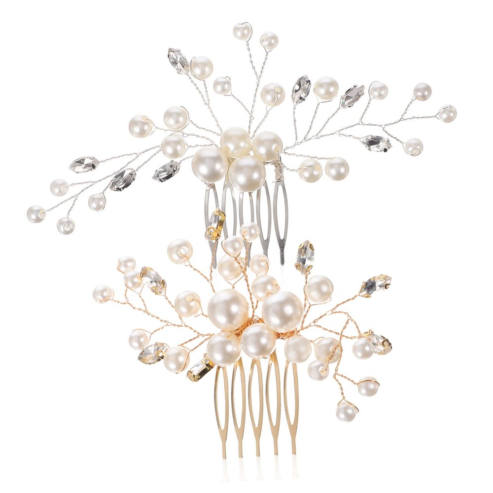 Baluue Elegant Metal Pearl Hair Side Comb Wedding Hair Accessories for Bridal Bridesmaid Mother of Bride