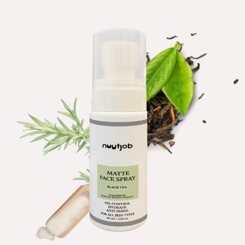 NUUTJOB Black Tea Face Mattifying Spray for Men  Matte Finish, Oil Control Mist, Lightweight & Non-Greasy, Instantly Reduces Shine & Refreshes Skin  White Formula All Skin Types - 2.03 fl oz