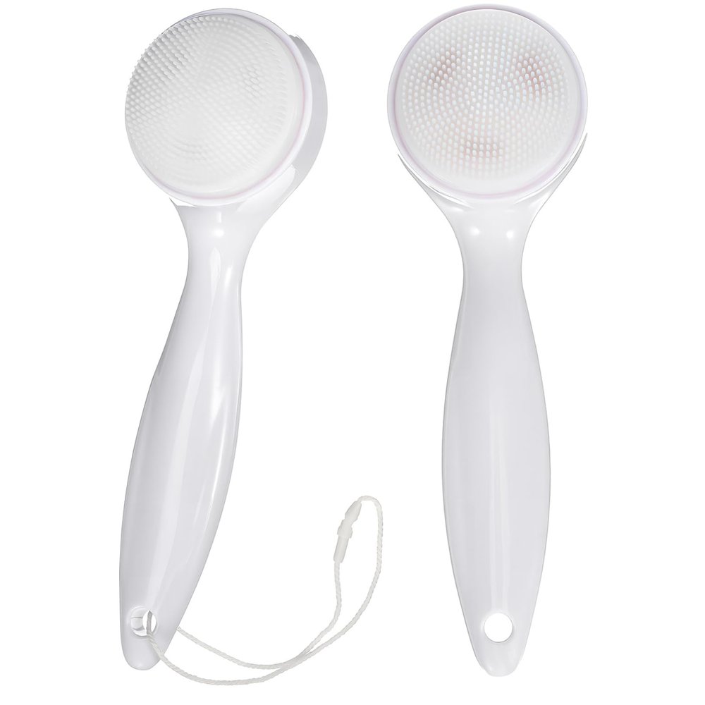 Baluue 2pcs Manual Silicone Face Scrubber for Acne Exfoliating Body Face Brush