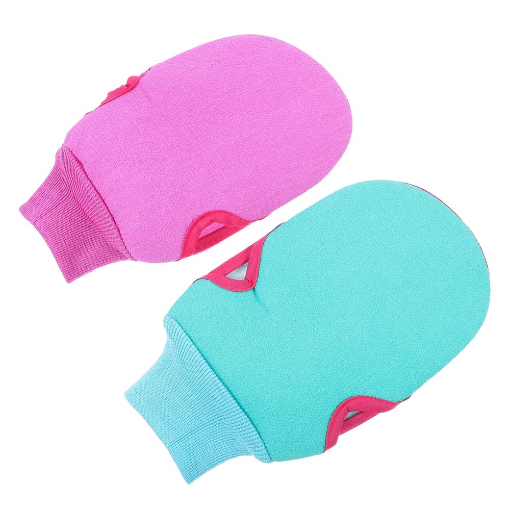 Baluue 2pcs Exfoliating Bath Gloves Shower Mitts for Body Washing Lightweight and Portable Rich Foaming for Men and Women for Home and Travel Use Purple Green