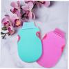 Baluue 2pcs Exfoliating Bath Gloves Shower Mitts for Body Washing Lightweight and Portable Rich Foaming for Men and Women for Home and Travel Use Purple Green view 3