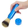 CYSFETENA Foaming Shaving Brush, Men Portable Beard Brush Blue Aluminum Travel Facial Cleaning Shaving Brushes Case Shaving Brush Grooming Bathroom Tool For Men Kids Salon Home view 1