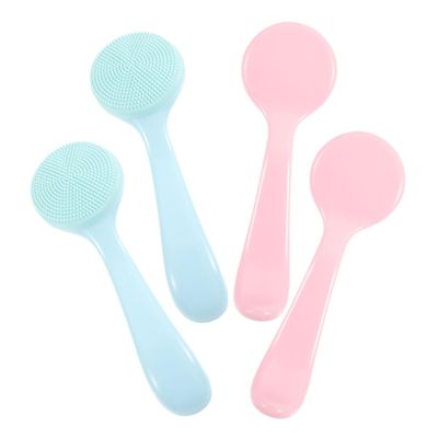 Baluue 4-Piece Silicone Face Scrubber Set Gentle Facial Exfoliator for Makeup Removal Cleansing Brush for Blackheads Blue Pink Travel-Friendly Skincare Tool