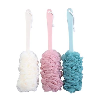 Baluue 3pcs Mesh Shower Brush Long Handle Bath Brush for Body Cleaning and Massaging