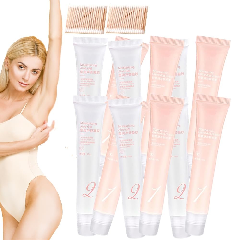 Hair Removal Cream Kit for Women, Hair Remover Cream for Face, Painless Hair Removal cream,Crema Para Depilar La Cara Mujer, For All Skin Types, Smooth Skin (6Set)