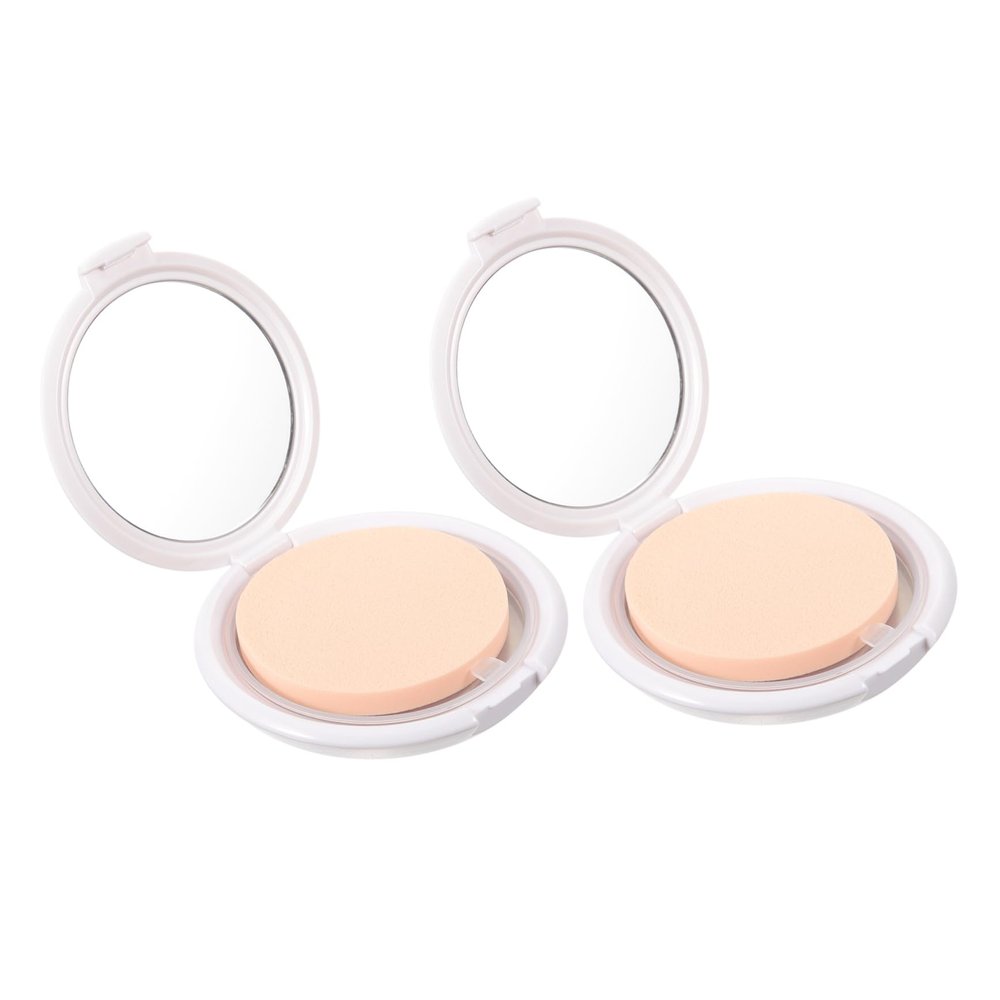 Baluue 2pcs Mini Disc Foundation Puff Box for Lotion Dispenser Makeup Cream Powder Sponges Blender Compact Case Empty Cushion Box