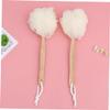SOESFOUFU 3pcs Wooden Long Handle Bath Balls Eco-Friendly Shower Back Scrubber for Deep Cleaning Exfoliating Massage and Skin Care Ergonomic Design Soft Bristles White Color view 2