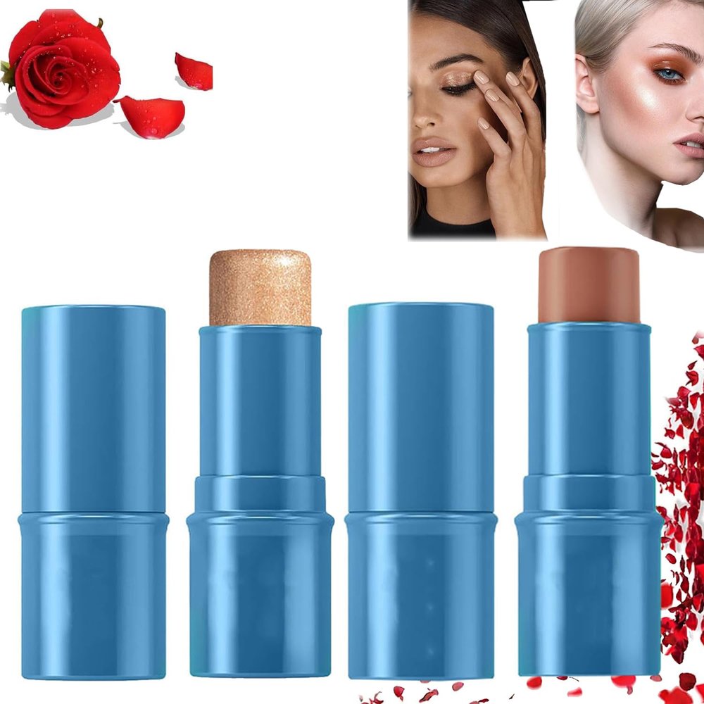Bronzer/Contour & Blush Stick Makeup Combo, Contour Stick Set, Dual-Ended Cream Blush & Bronzer Sticks, 3 in 1 Cream Contour and Blush Stick Set, Blush Highlighter (Blush Stick + Shadow Stick)