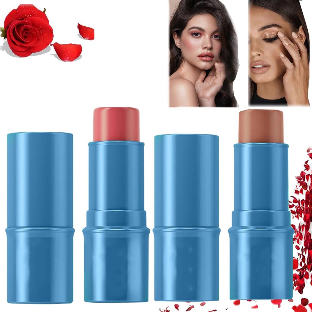 Bronzer/Contour & Blush Stick Makeup Combo, Contour Stick Set, Dual-Ended Cream Blush & Bronzer Sticks, 3 in 1 Cream Contour and Blush Stick Set, Blush Highlighter (Highlight Stick + Shadow Stick)