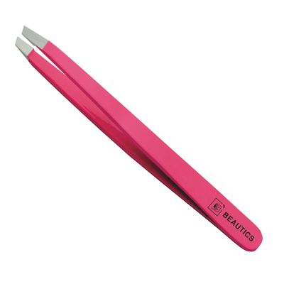 BEAUTICS Eyebrow Hair Removal Tweezer for woman & Men Slant Pointed Precision Tweezers for Ingrown Hair Removal Blackhead (BRIGHT PINK)