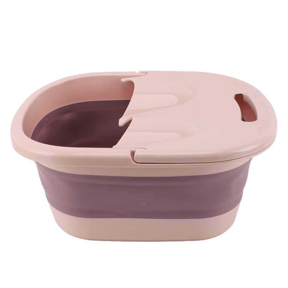ANGGREK Foot Soaking Bucket, Foldable Massage Acupoint Foot Soak Tub for Dormitory (Red)
