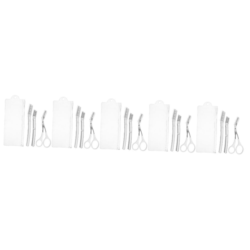 Baluue 5sets Eyebrow Grooming Kit Transparent Eyebrow Scissors Trimmer for Precise Shaping and Safe for Women