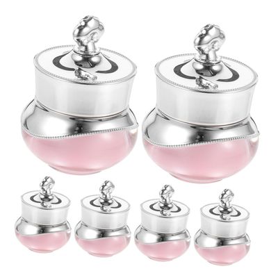 Outanaya 6pcs Small Refillable Cream Jars Lids Leak Wide Mouth Acrylic Bottles for Travel Cosmetics Storage Cream Containers for Face and Eye