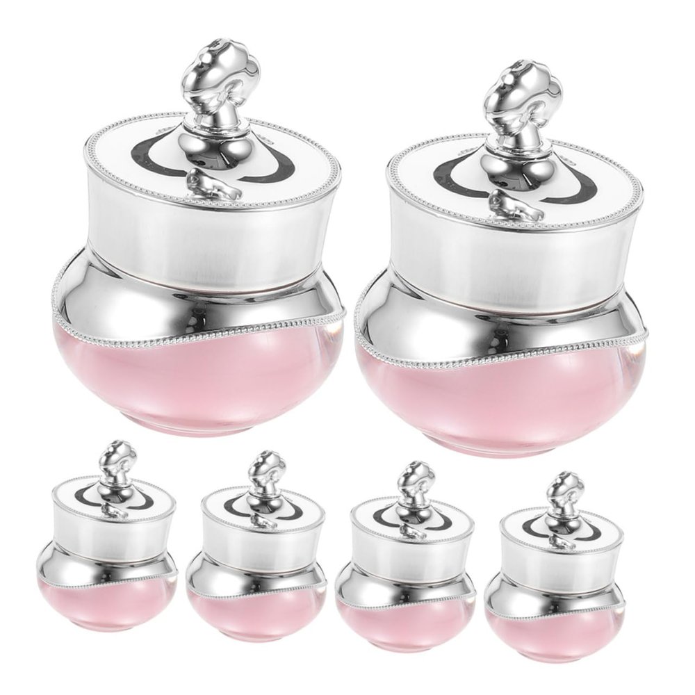Outanaya 6pcs Small Refillable Cream Jars Lids Leak Wide Mouth Acrylic Bottles for Travel Cosmetics Storage Cream Containers for Face and Eye