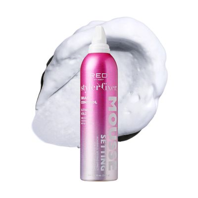 Red by Kiss Setting Mousse Braid Frizz Control, Curl Definition, Shine, Maximize Volume, Ultimate Hold, Long Lasting, Non Sticky Creamy Foam Style Perfector (12 Ounces, Braid Perfector)