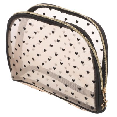 GLSTOY Travel Makeup Organizer Bag Zipper Pouch for Cosmetics Portable Double Design Stylish and Functional Makeup Case for Women for Outdoor Use