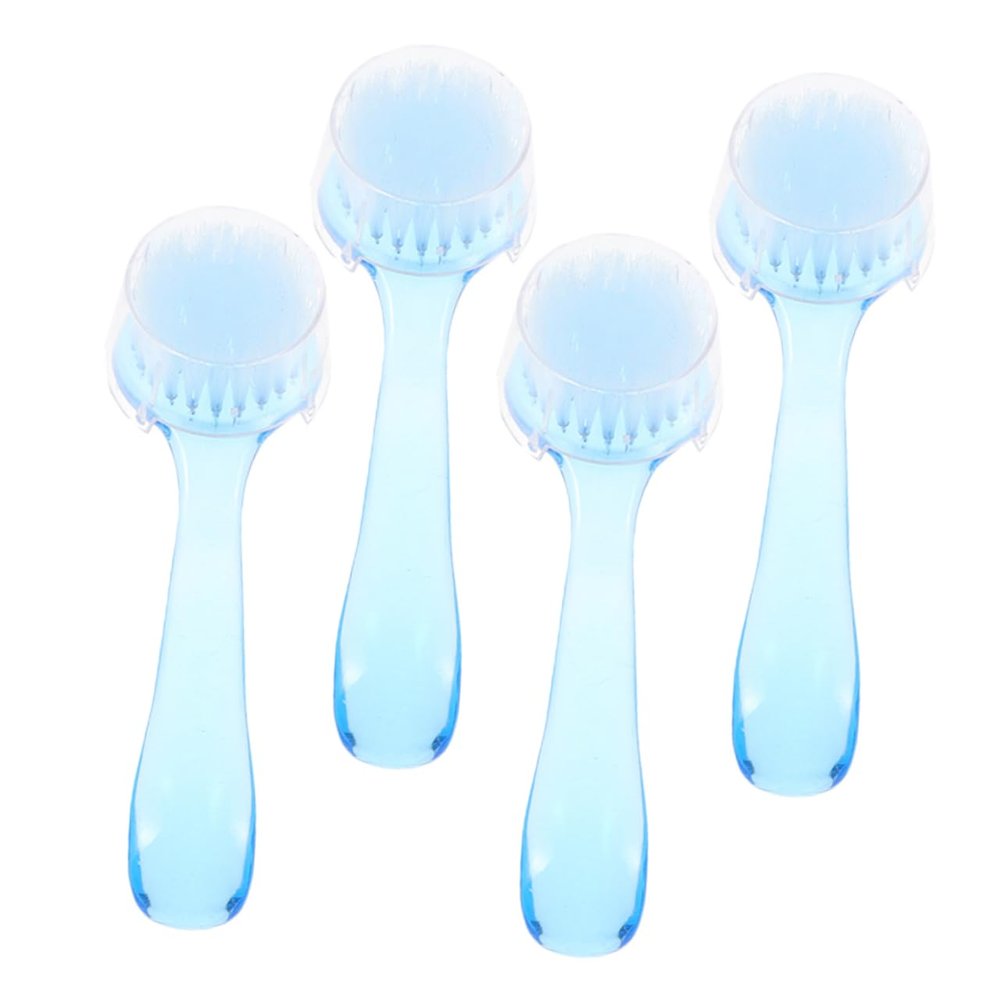 COOLHIYA 4pcs Nail Brush Round Head Nail Brush Gentle Cleaners Hand Grip for Cleaning Polish
