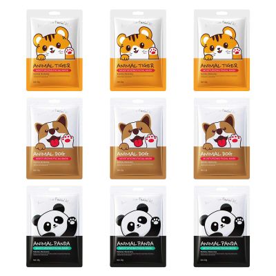 Beenefits 9 Packs Animal Character Facial Masks, Deep Hyrating Spa Masks for All Skin Types, Gift for Kids' Birthady Party, Girl's Night, Enjoy Skincare Life
